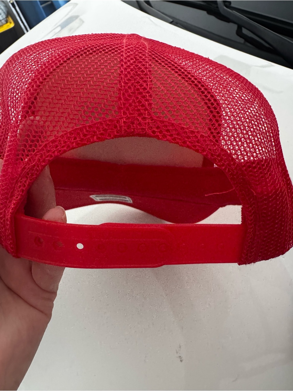 Red Trucker Hat with Racing Patch - Picture 2 of 2